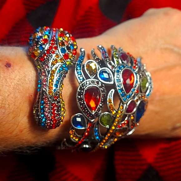 Fansty peacock bangle multi stone silver - Picture 5 of 8